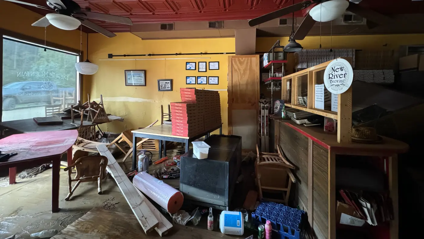The dining room, the morning after.