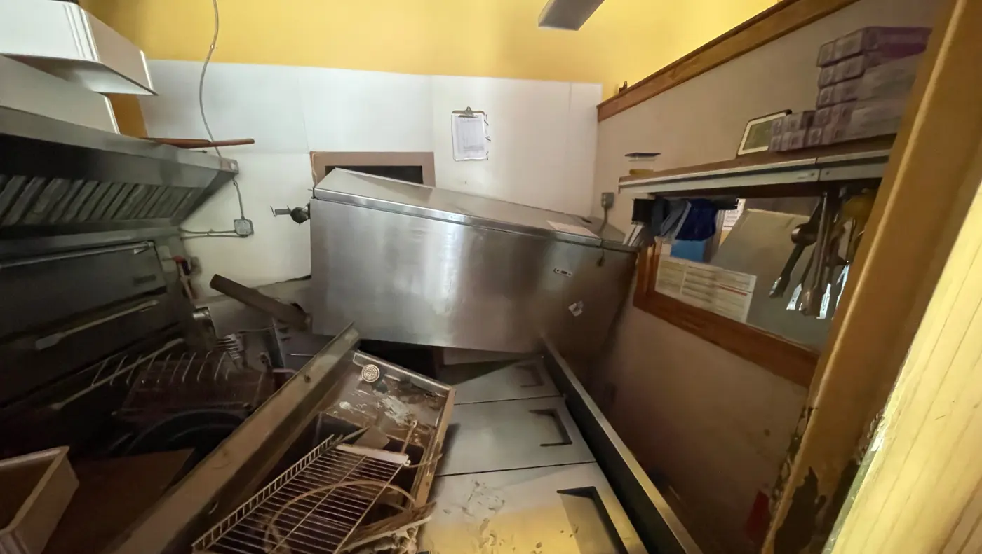 Our kitchen line, silted and toppled.
